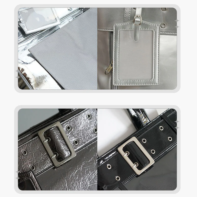 Belt Style Ita Bag - Spacious Y2K Silver Tote Ita Bag - Image 7