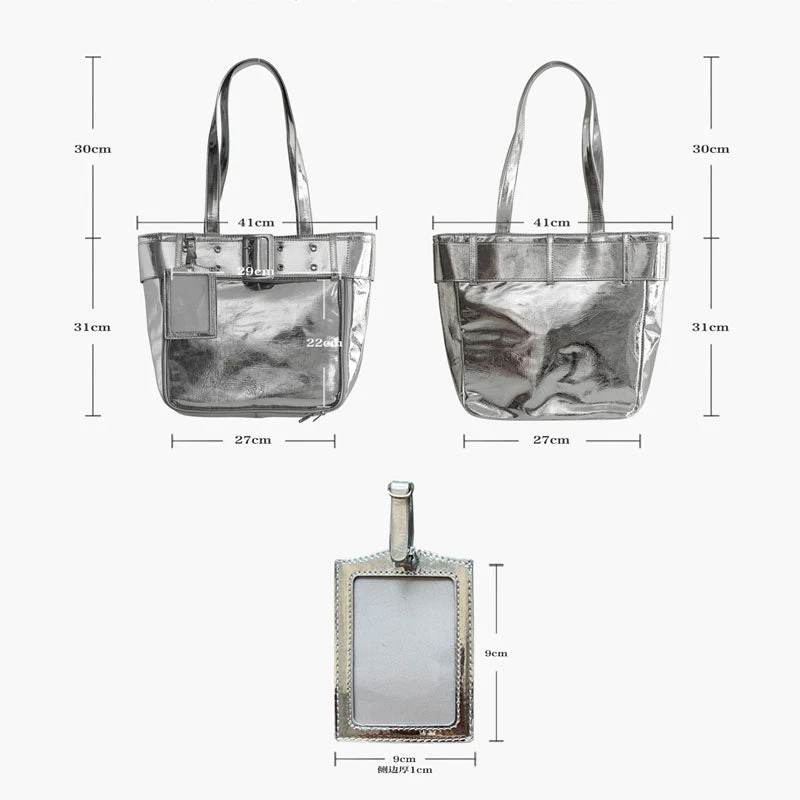 Belt Style Ita Bag - Spacious Y2K Silver Tote Ita Bag - Image 8