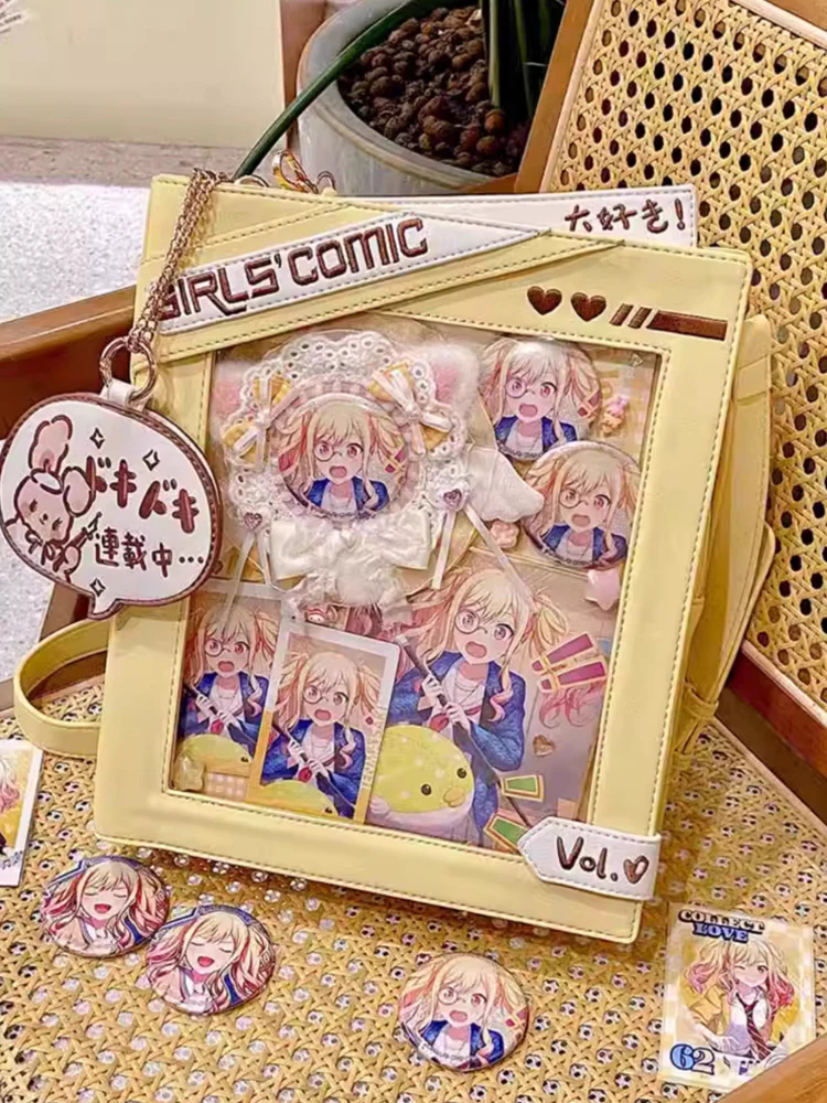 Cute Comic-Style Book Ita Bag with Crossbody and Backpack Design - Image 12