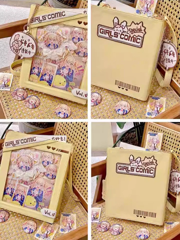 Cute Comic-Style Book Ita Bag with Crossbody and Backpack Design - Image 13