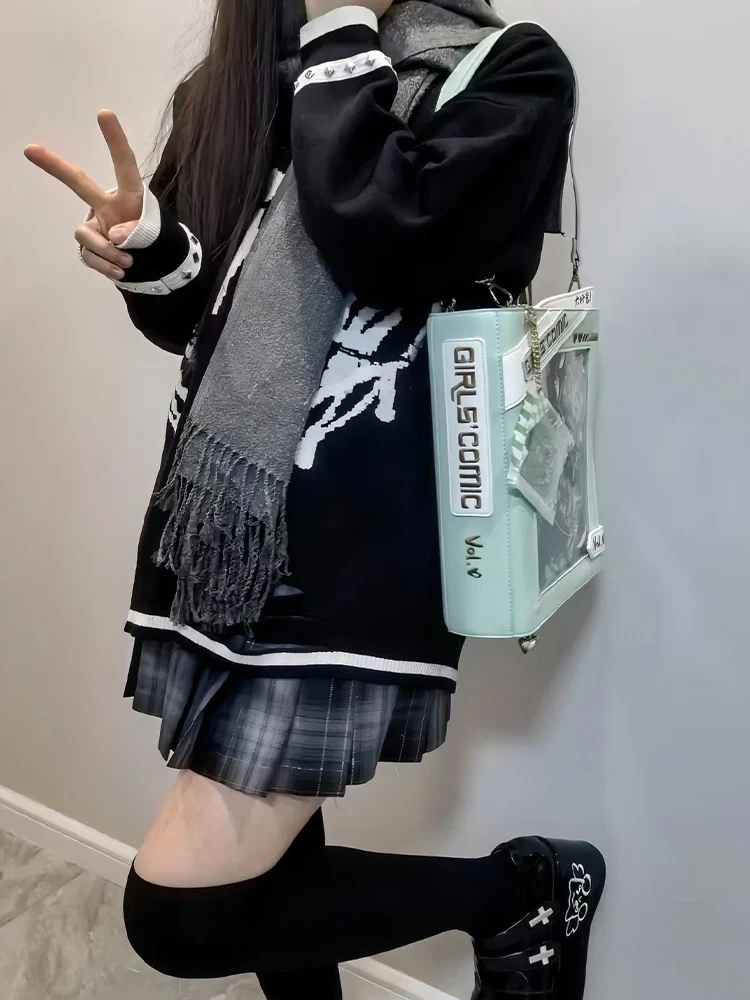 Cute Comic-Style Book Ita Bag with Crossbody and Backpack Design - Image 2