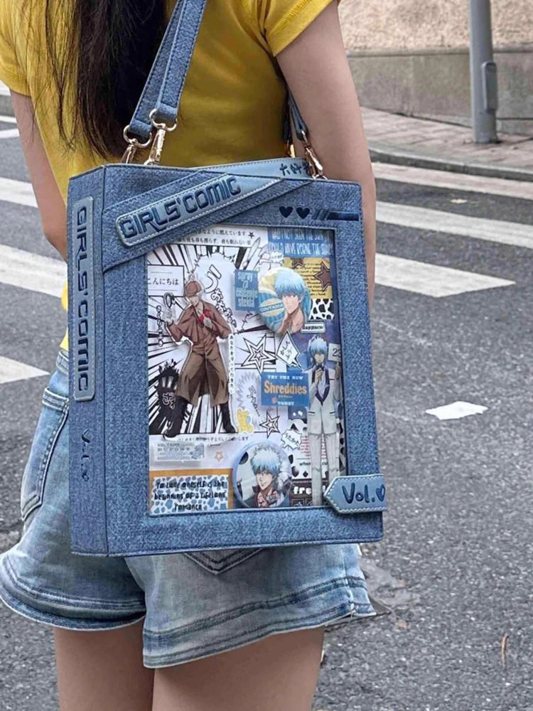 Cute Comic-Style Book Ita Bag with Crossbody and Backpack Design - Image 24