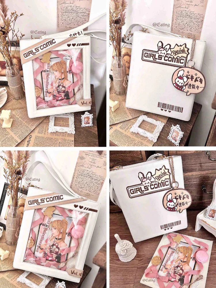 Cute Comic-Style Book Ita Bag with Crossbody and Backpack Design - Image 30