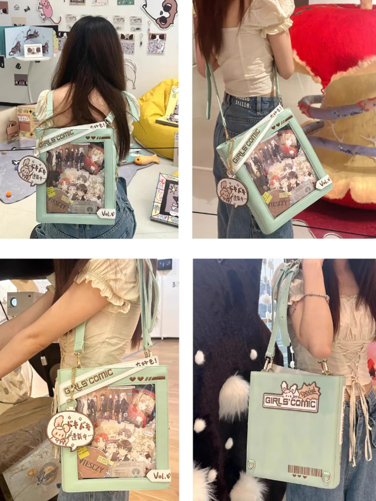 Cute Comic-Style Book Ita Bag with Crossbody and Backpack Design - Image 31