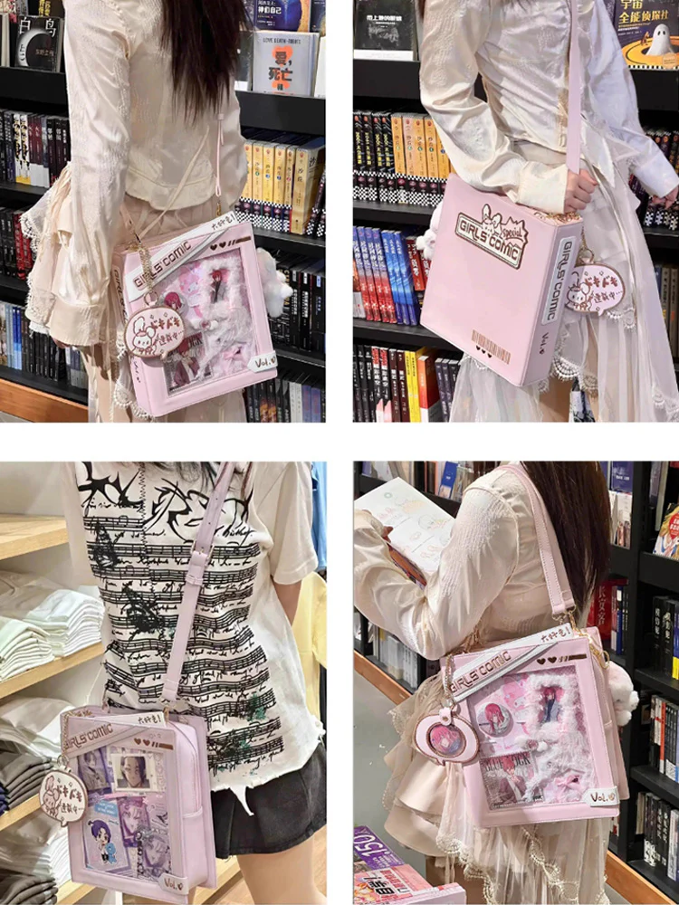Cute Comic-Style Book Ita Bag with Crossbody and Backpack Design - Image 32