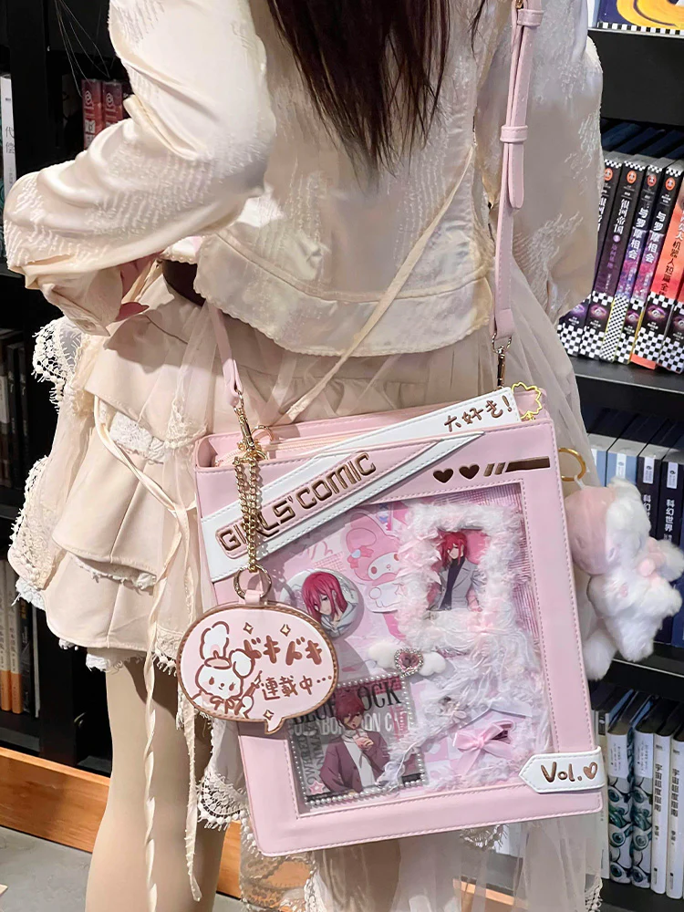 Cute Comic-Style Book Ita Bag with Crossbody and Backpack Design - Image 4