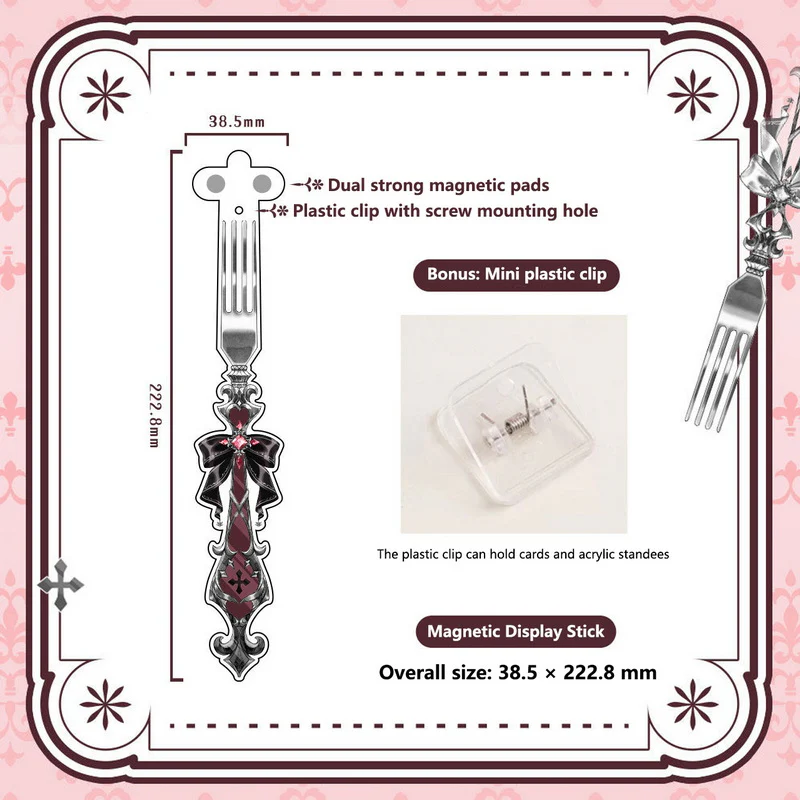 Gothic Fork-Style Acrylic Magnetic Badge Display Stick - Image 25