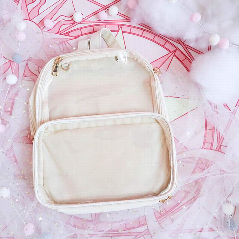 Double Window Candy PU Leather Backpack - Image 13