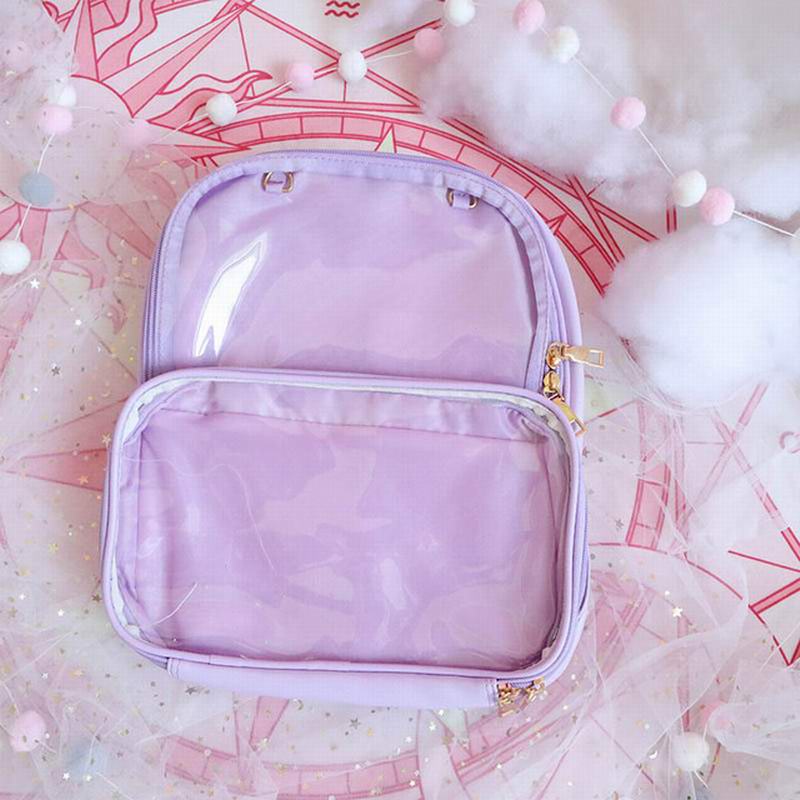 Double Window Candy PU Leather Backpack - Image 18