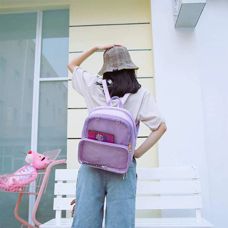 Double Window Candy PU Leather Backpack - Image 7