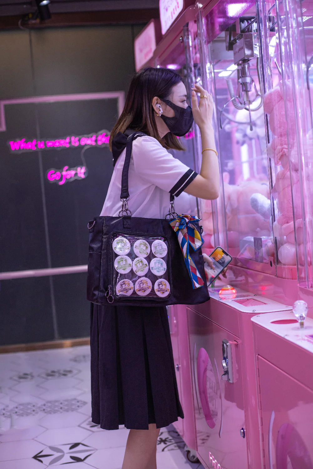 Large Capacity Black Badge Ita Bag Tote Bag - Image 10