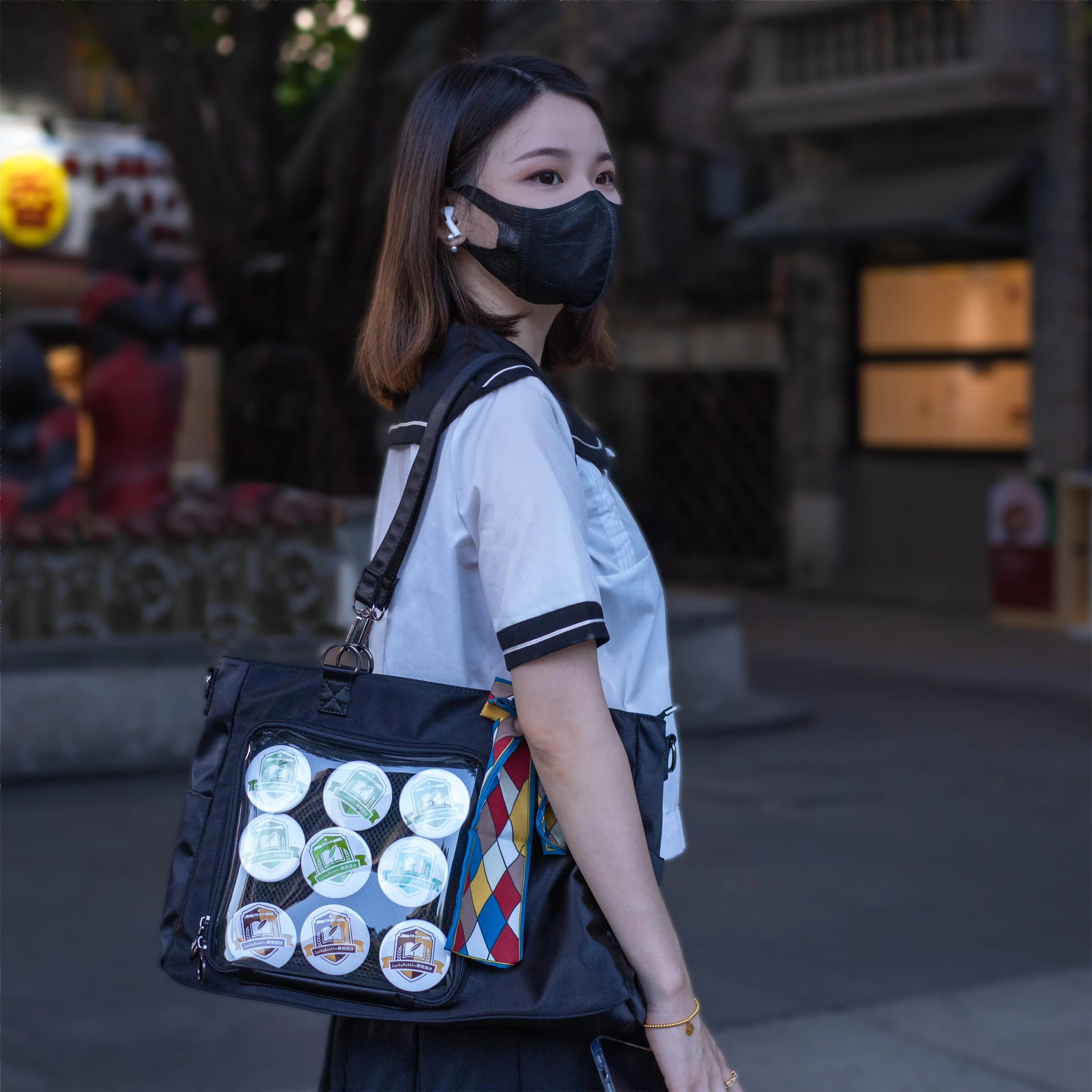 Large Capacity Black Badge Ita Bag Tote Bag - Image 3