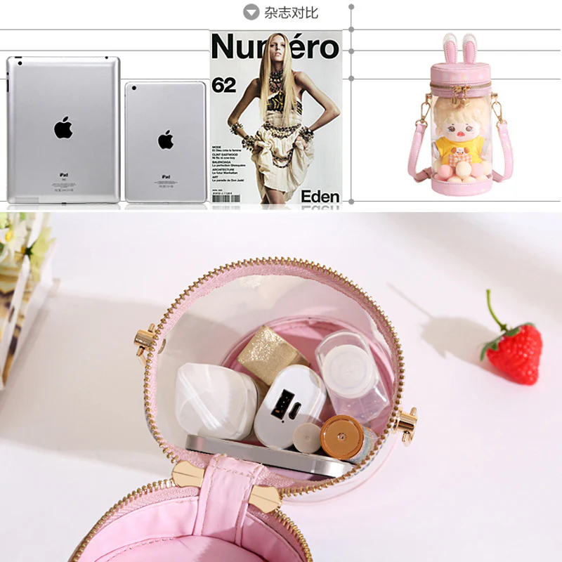 Mini Transparent Bunny Ita Bag – 20cm, 15cm, 10cm Doll Bag - Image 4