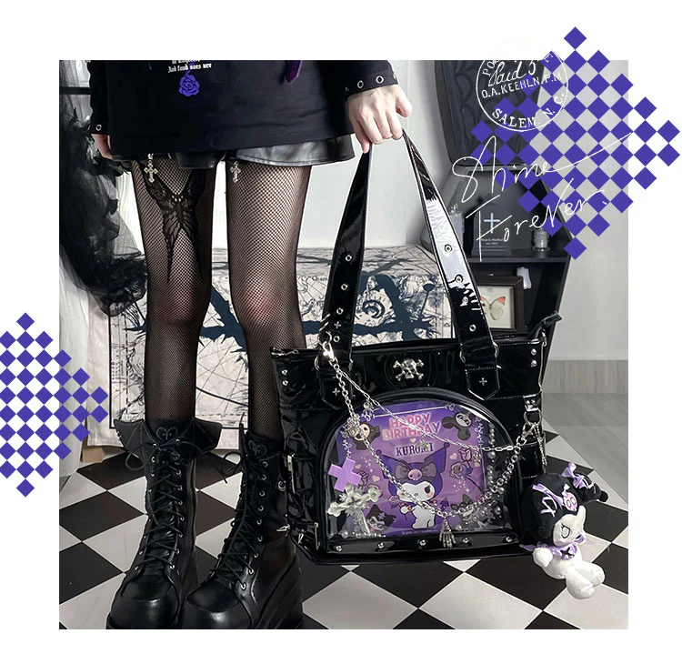 Punk Clear Doll Shoulder Bag Metal Skull Chain Lolita Totes - Image 10