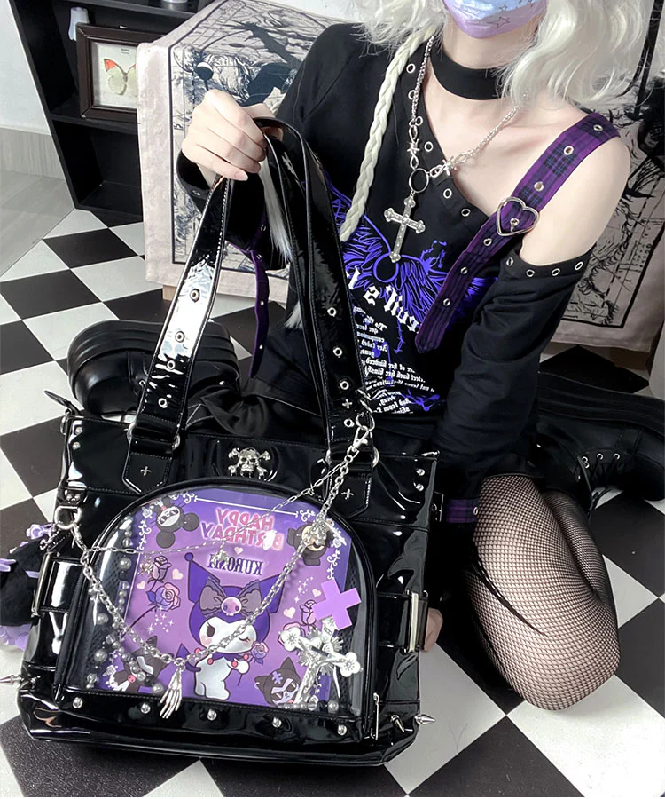 Punk Clear Doll Shoulder Bag Metal Skull Chain Lolita Totes - Image 11