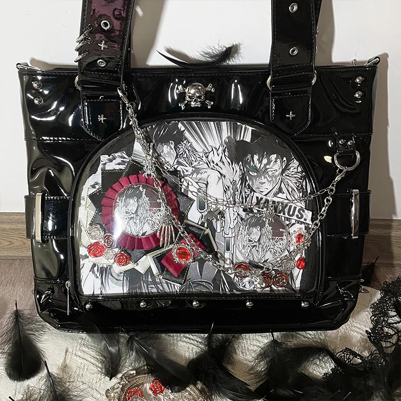 Punk Clear Doll Shoulder Bag Metal Skull Chain Lolita Totes - Image 14