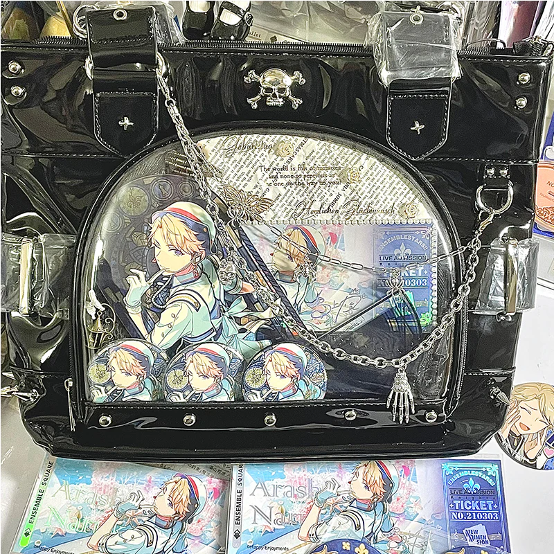 Punk Clear Doll Shoulder Bag Metal Skull Chain Lolita Totes - Image 17