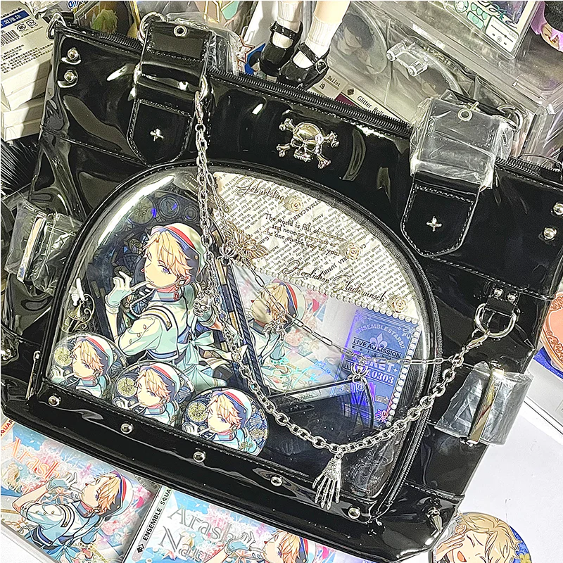 Punk Clear Doll Shoulder Bag Metal Skull Chain Lolita Totes - Image 19