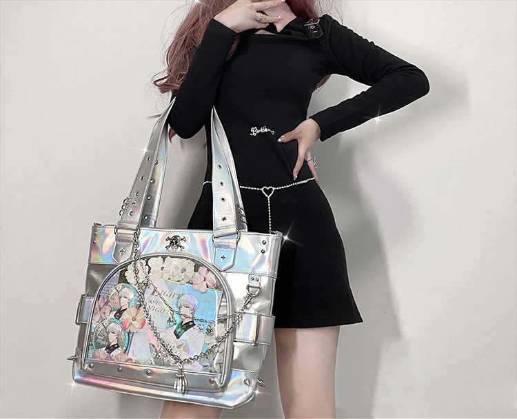 Punk Clear Doll Shoulder Bag Metal Skull Chain Lolita Totes - Image 20