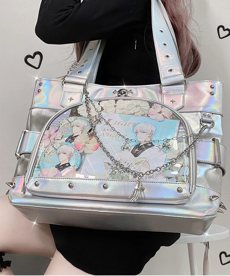 Punk Clear Doll Shoulder Bag Metal Skull Chain Lolita Totes - Image 21