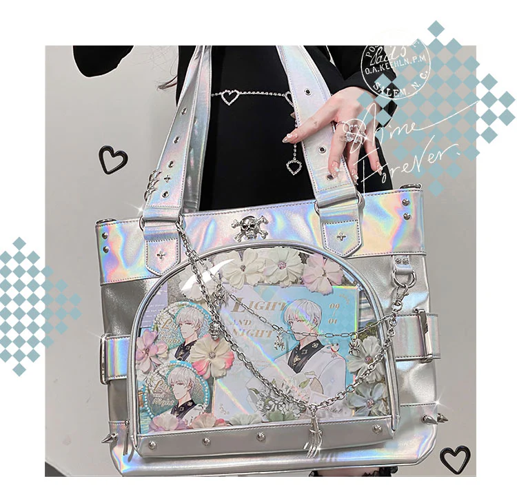 Punk Clear Doll Shoulder Bag Metal Skull Chain Lolita Totes - Image 22