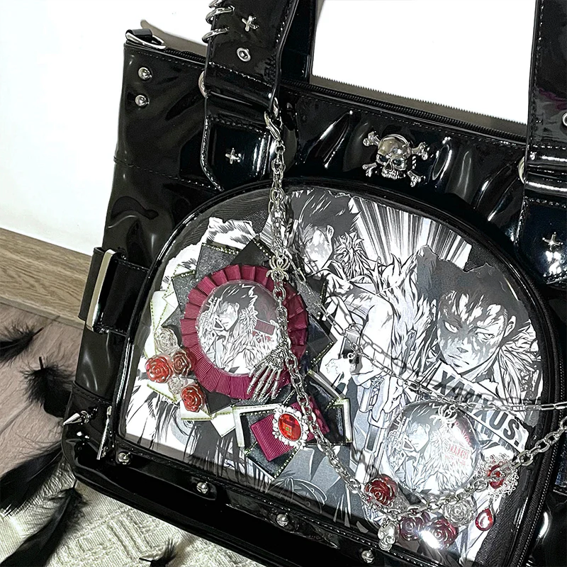 Punk Clear Doll Shoulder Bag Metal Skull Chain Lolita Totes - Image 7