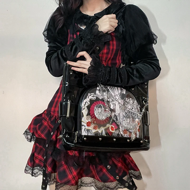 Punk Clear Doll Shoulder Bag Metal Skull Chain Lolita Totes - Image 8