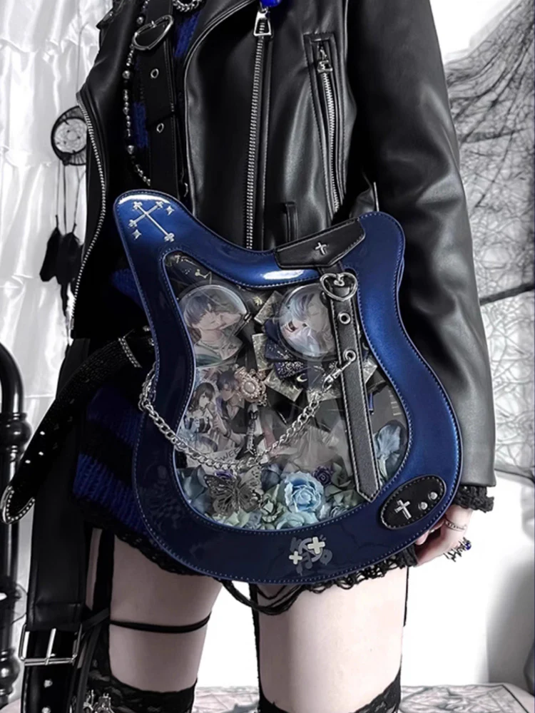 Y2K Guitar and Bass-Shaped Ita Bag with Pin Display Design - Image 12