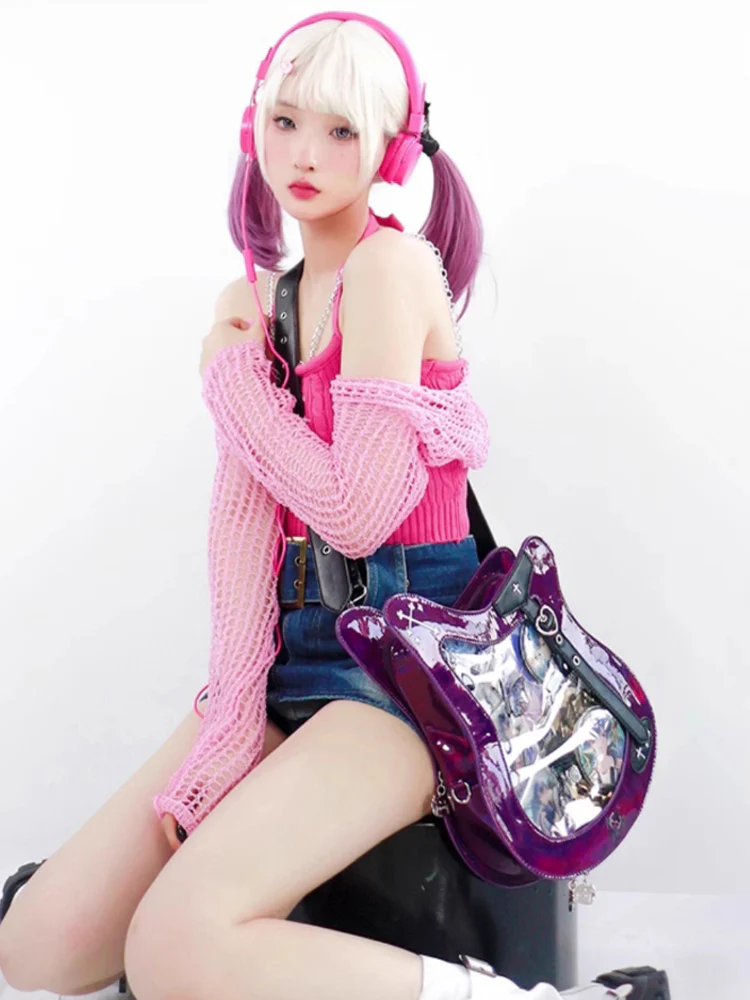Y2K Guitar and Bass-Shaped Ita Bag with Pin Display Design - Image 17
