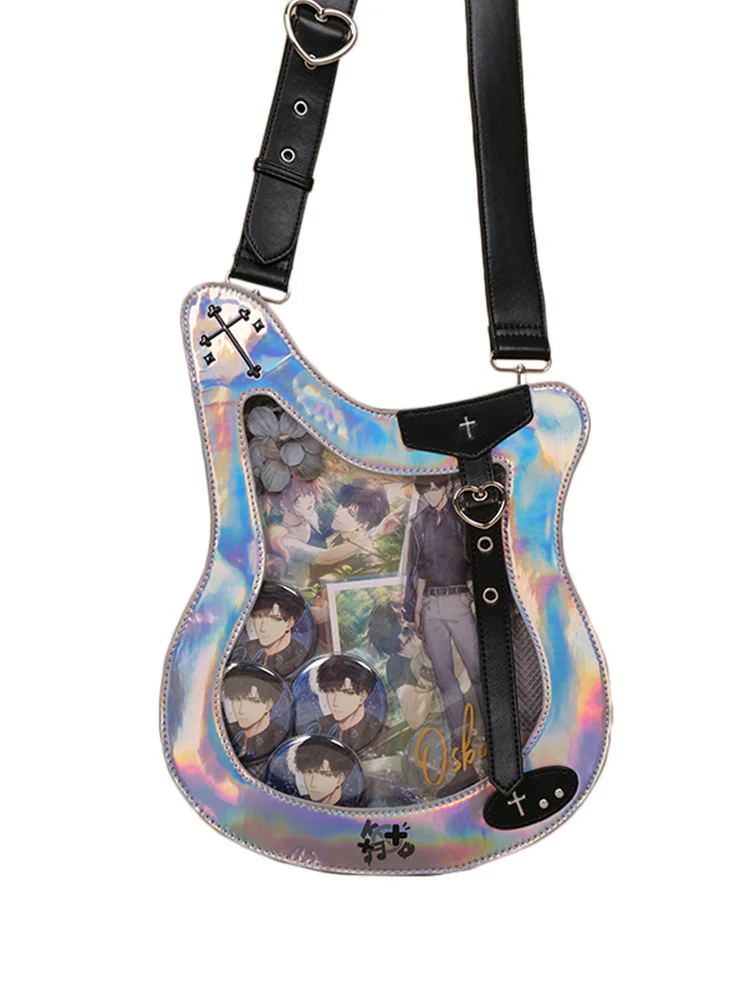 Y2K Guitar and Bass-Shaped Ita Bag with Pin Display Design - Image 18