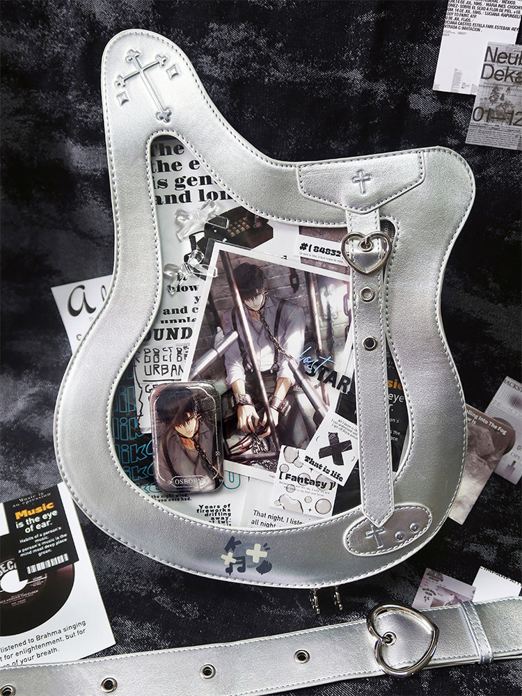 Y2K Guitar and Bass-Shaped Ita Bag with Pin Display Design - Image 19