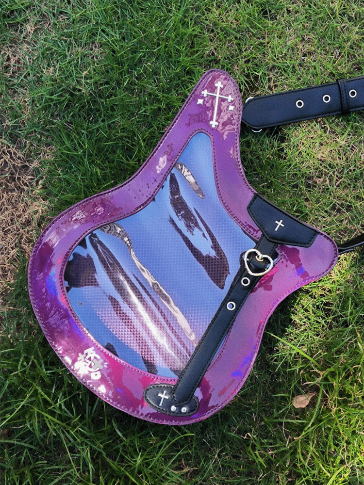 Y2K Guitar and Bass-Shaped Ita Bag with Pin Display Design - Image 22