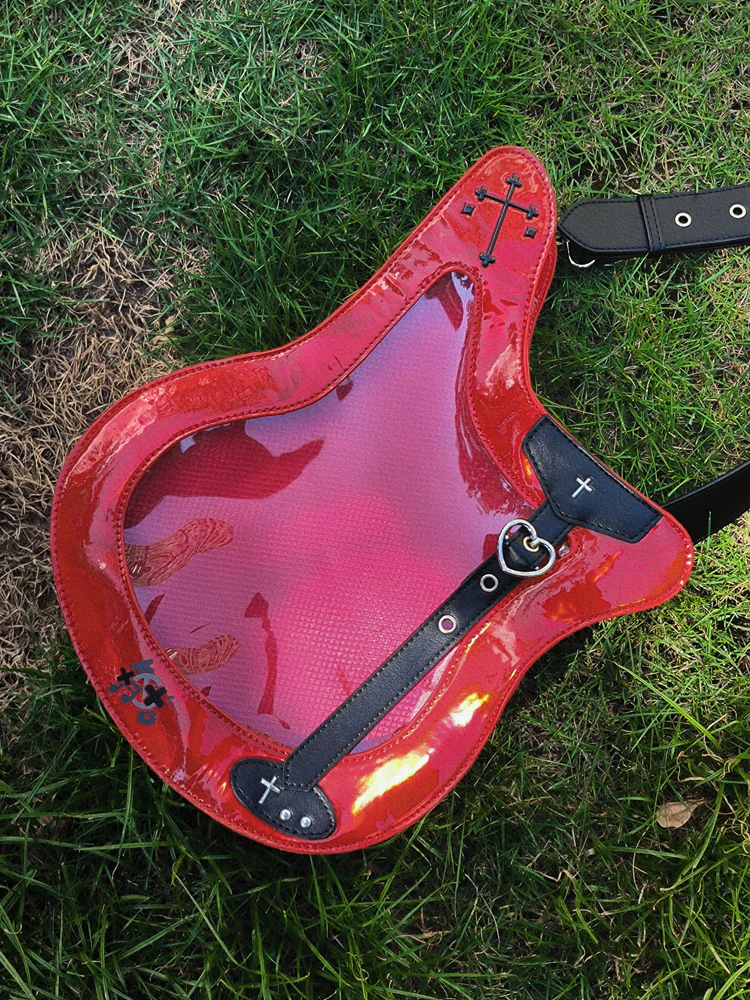 Y2K Guitar and Bass-Shaped Ita Bag with Pin Display Design - Image 23