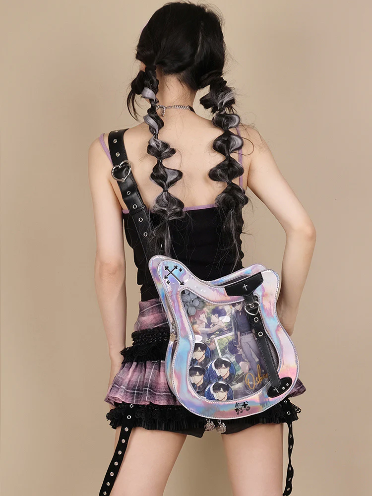 Y2K Guitar and Bass-Shaped Ita Bag with Pin Display Design - Image 8