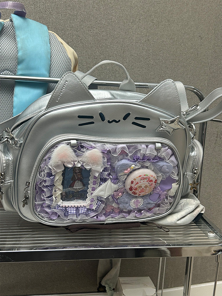 Y2K Japan Silver Cat Pin Backpack - Image 10