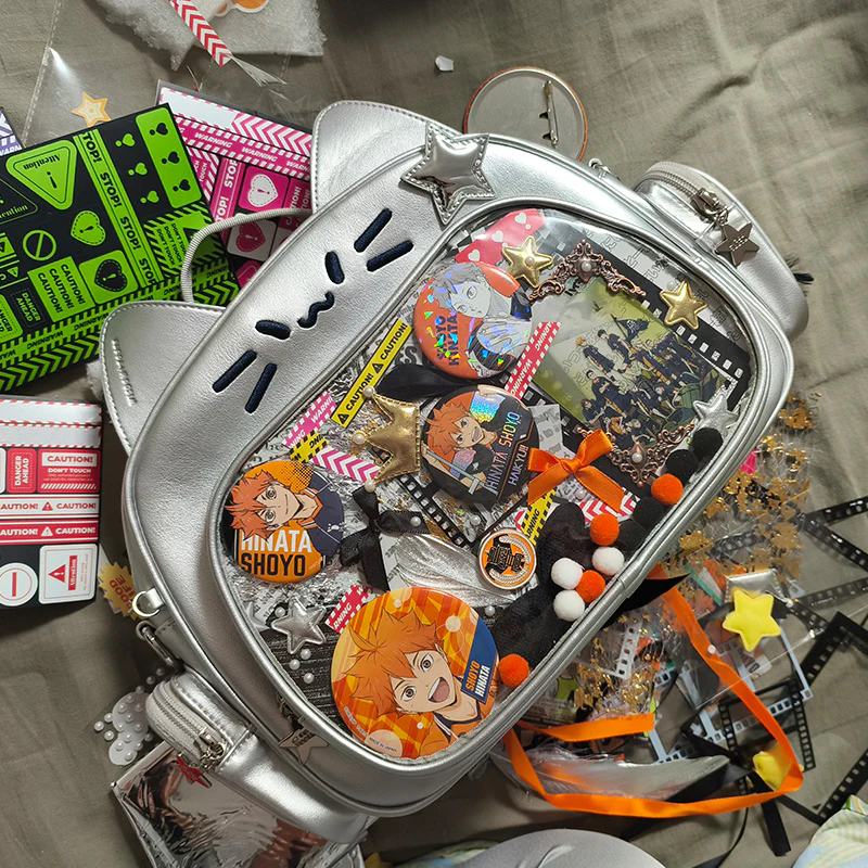 Y2K Japan Silver Cat Pin Backpack - Image 26
